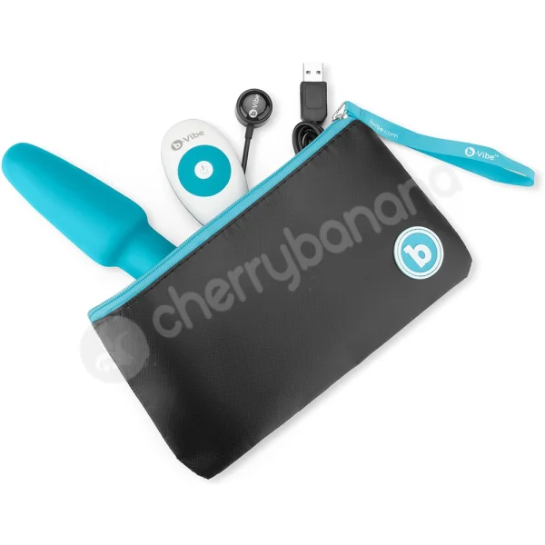 B-Vibe Blue Beaded Rimming Vibrating Butt Plug