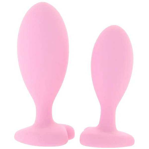 First Time Crystal Booty Duo Silicone Anal Plug 2 Piece Set By CalExotics - Pink