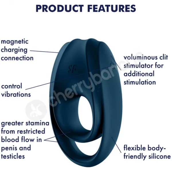 Satisfyer Incredible Duo Blue Silicone Cock & Ball Ring