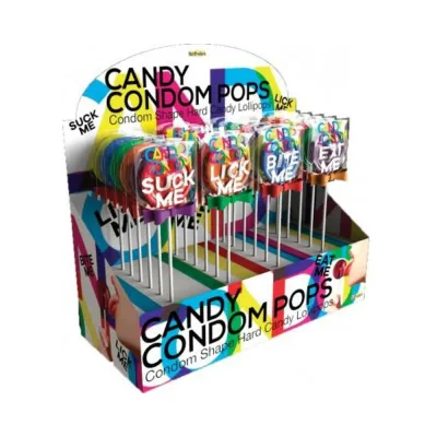 Candy Condom Pops Display 24 Count Lollipos