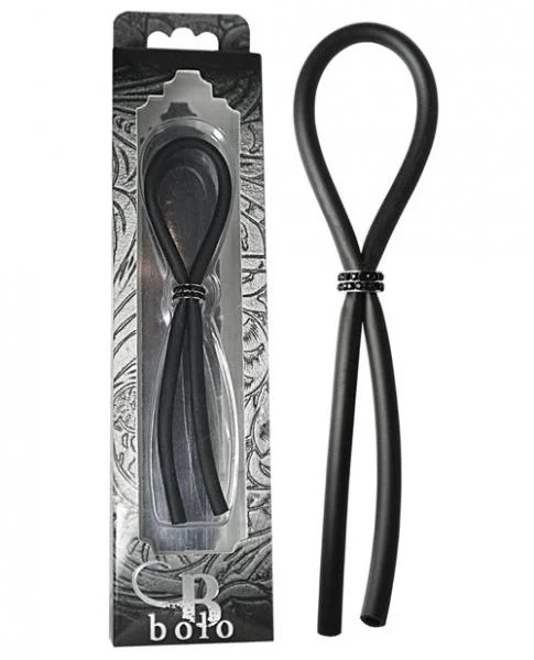 Bolo Silicone Lasso Ring Black Gems Bead Black