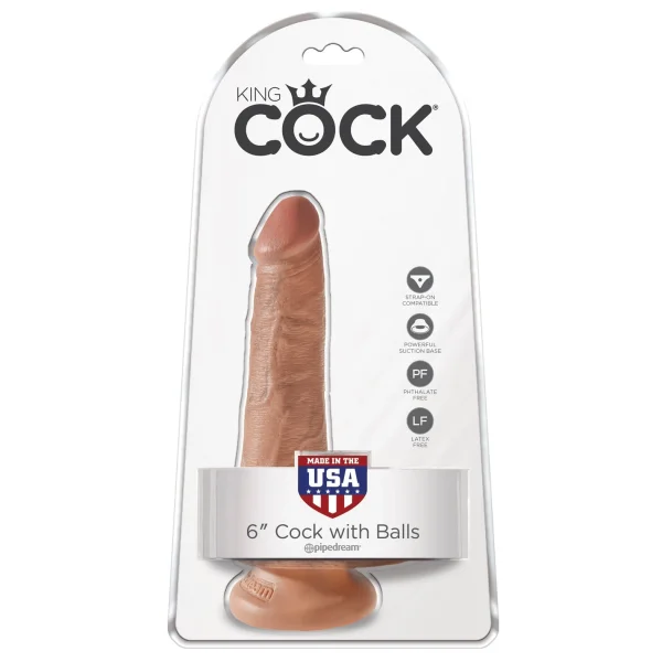 King Cock 6" Cock With Balls - Tan