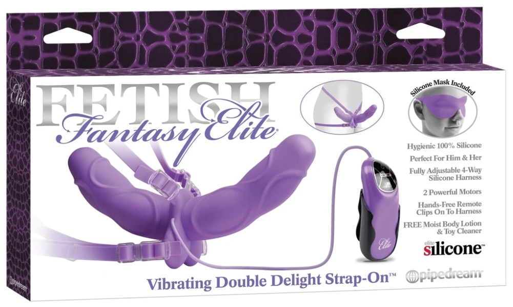 Fetish Fantasy Elite Vibrating Double Delight Strap-on - Purple