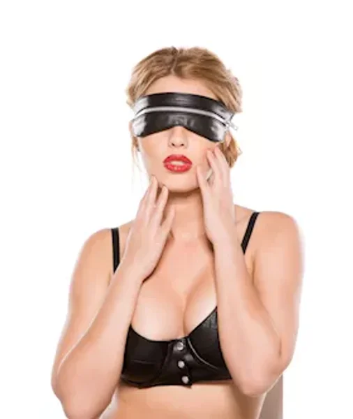 Faux Leather Zip Mask - Black - One Size — image 4 of 4