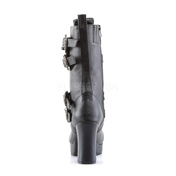 GOTHIKA-100 - 3 3/4" Heel, P/F Steampunk Black Pu Calf BT W/ Gear Buckles — image 4 of 4