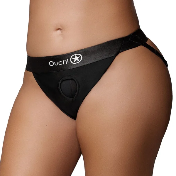 Ouch! Vibrating Strap-on Open Back Panty Harness