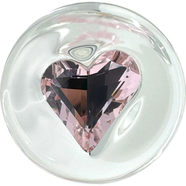 Pink Twisted Heart Flower Glass Butt Plug By Crystal Delights