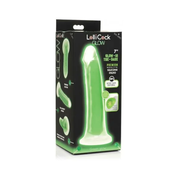 Realistic Dildos: Lollicock Glow-in-the-dark 7 In. Silicone Dildo Green