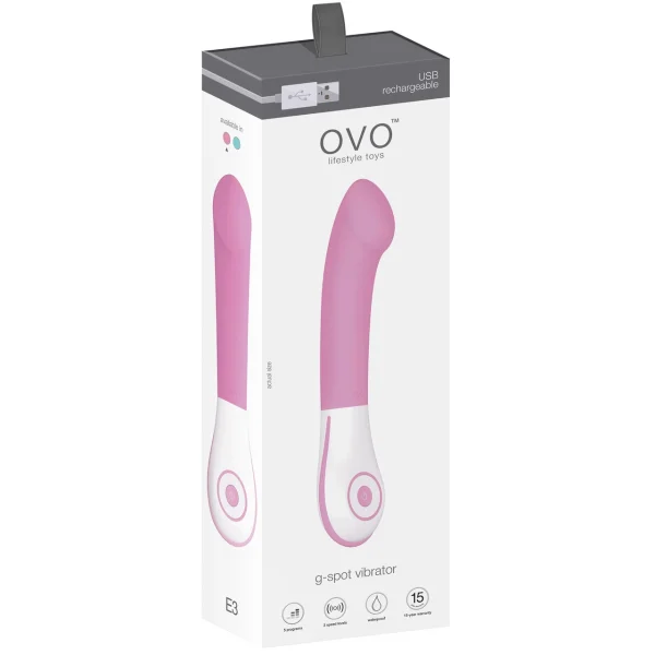 OVO E3 Rechargeable Silicone G-Spot Vibrator - Pink & White
