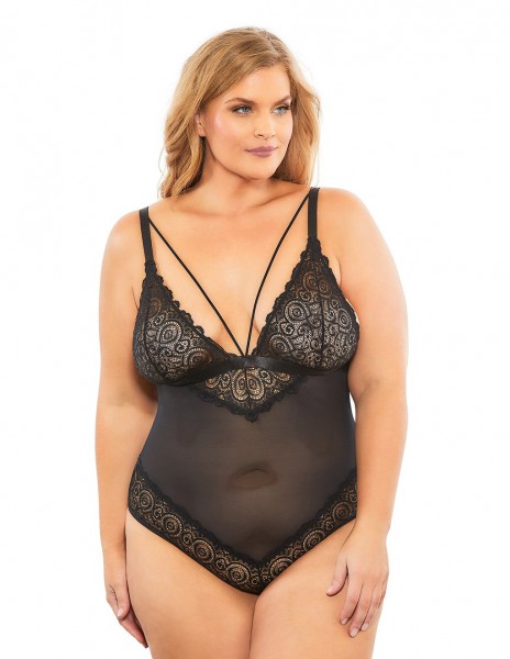 Oh La La Cheri Mesh And Swirl Lace Teddy