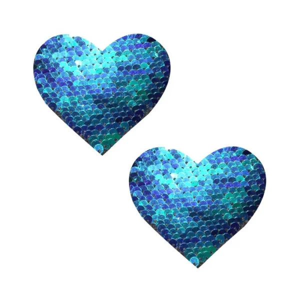 Neva Nude Pasty Heart Sequin Blue