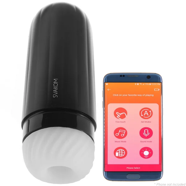 SVAKOM SAM NEO Powerful App Enabled Interactive Silicone Penis Masturbator With Suction & Vibration