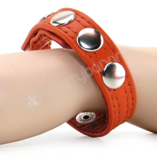 Falcon Leather Code Band Orange Cock Ring
