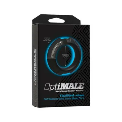 Optimale Flexisteel Silicone Metal Core Cock Ring 43 Mm Black
