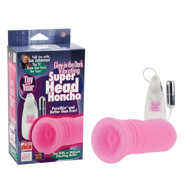 Sue Johanson Glow In The Dark Vibrating Super Head Honcho Pink
