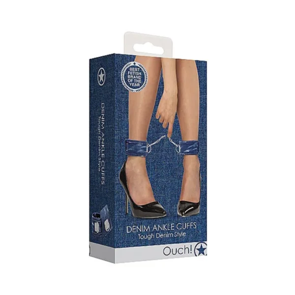 Ouch! Denim Ankle Cuffs - Roughened Denim Style - Blue
