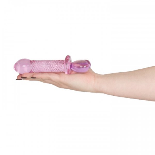 Glacier Glass Pink Heart Swirl Butt Plug – 6.5 Inch