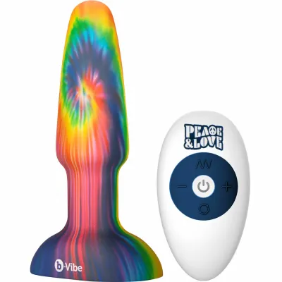 b Vibe Peace Love Tie Dye Rimming Plug Waterproof Remote Control Limited Edition Vibrating Anal Toy