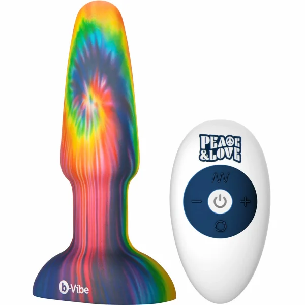 b-Vibe Peace & Love Tie Dye Rimming Plug - Waterproof Remote Control Limited Edition Vibrating Anal Toy