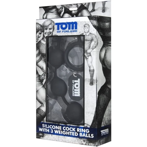 Tom of Finland Silicone Cock Ring with 3 Weighted Balls