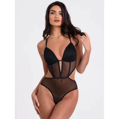 Lovehoney Secret Noir Sheer Spot Mesh Teddy