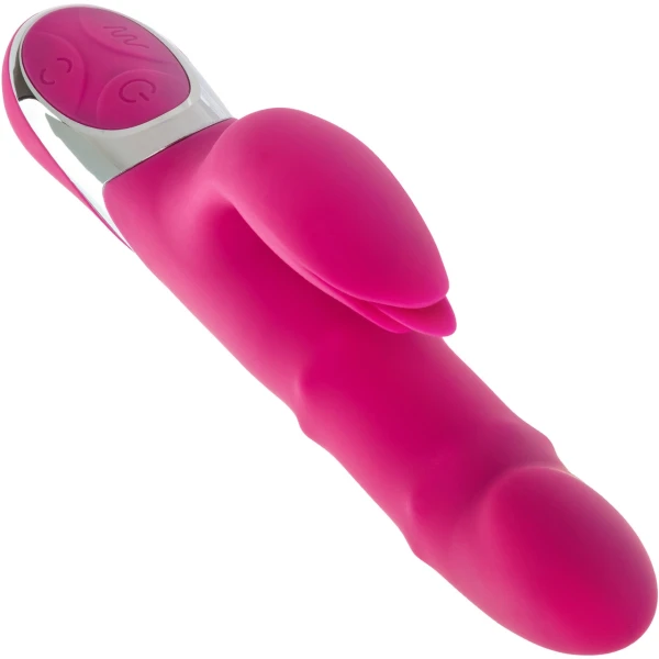 Enchanted Embrace Rechargeable Silicone Dual Stimulation Vibrator With Thrusting Beads By CalExotics