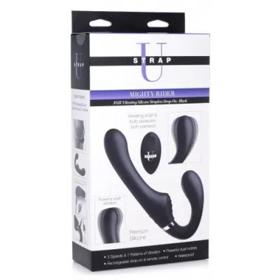 Mighty Rider 10X Vibrating Silicone Strapless Strap On