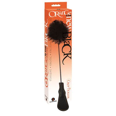 The 9 s Orange Is The New Black Riding Crop Tickler Black Feather Crop