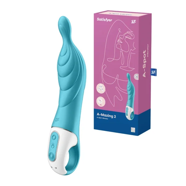 Satisfyer A-Mazing 1 Rechargeable Waterproof 12-Function A-Spot Vibrator - Blue