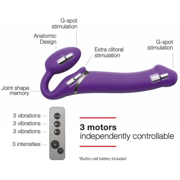 Strap-on-me Vibrating 3 Motors Strap On Xl - Purple