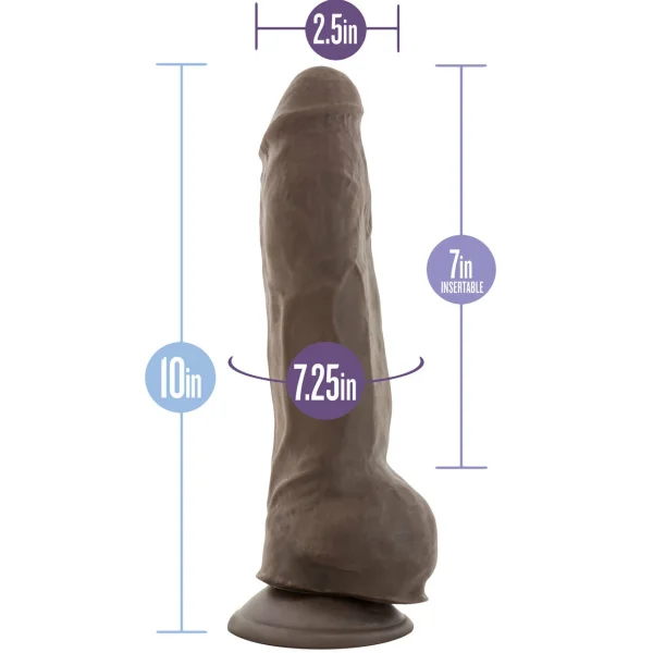 Au Naturel Big Boy 10 Inch Sensa Feel Dual Density Dildo By Blush - Chocolate