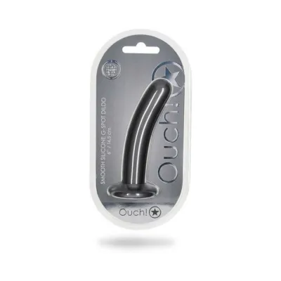 Realistic Dildos Shots Ouch Smooth Silicone 6 In G spot Dildo Gunmetal
