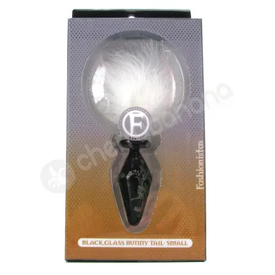 Fashionistas Black Glass Bunny Tail Small Butt Plug