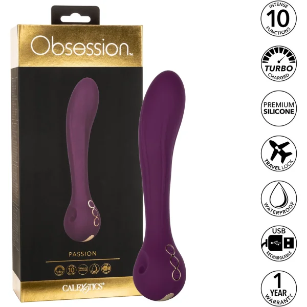 Obsession Passion Rechargeable Waterproof Silicone G-Spot Vibrator By CalExotics - Purple