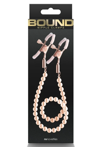 Bound Adjustable DC1 Pearl Chain Nipple Clamps by NS Novelties - Rose Gold