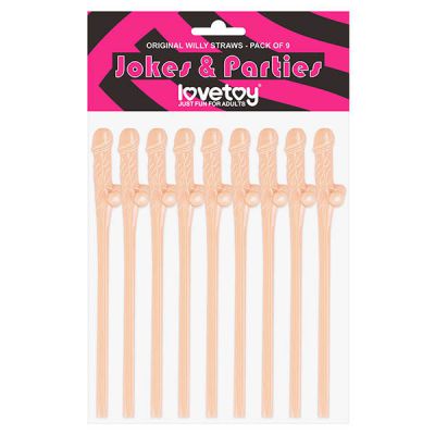 Penis Style Drinking Straws x9