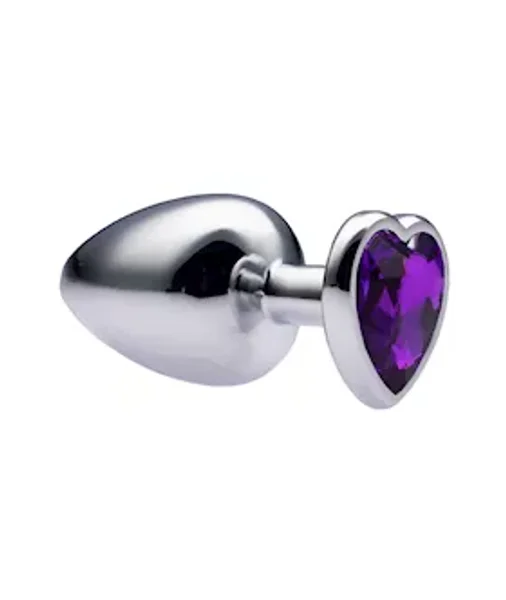 Kink Range Alloy Love Heart Gemmed Butt Plug - 3.7 Inch - Purple - Large — image 5 of 10