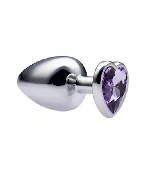 Kink Range Alloy Love Heart Gemmed Butt Plug - 3.7 Inch - Purple - Large — image 8 of 10