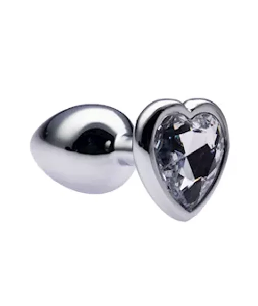 Kink Range Alloy Love Heart Gemmed Butt Plug - 2.7 Inch - White - Small — image 4 of 6