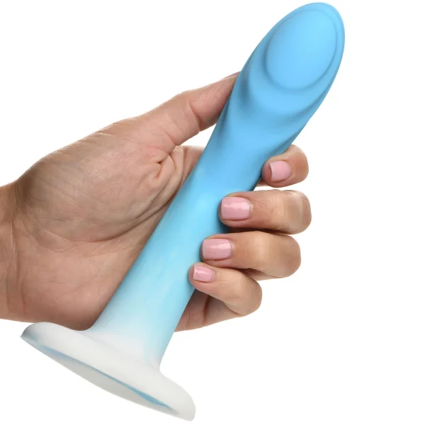 Simply Sweet Rippled 7" Silicone G-Spot Suction Cup Dildo - Blue & White