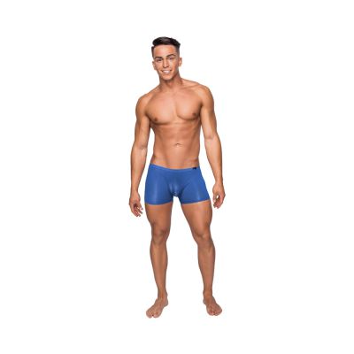 Male Power Seamless Sleek Short W Sheer Pouch Blue Small