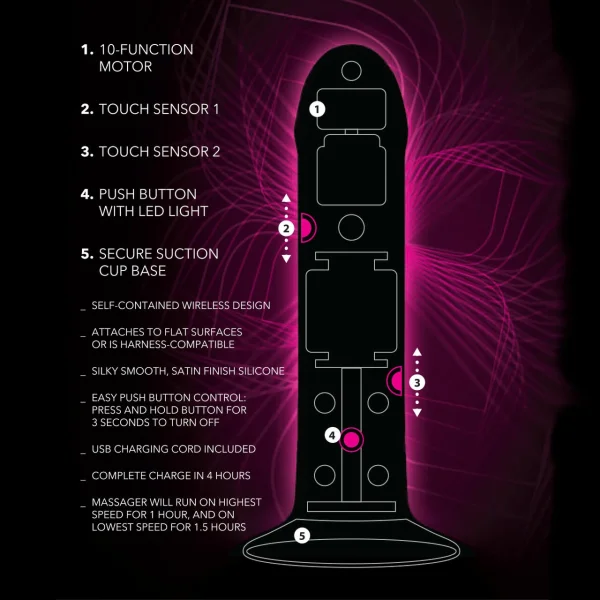 LUXE Touch-Sensitive Silicone Rechargeable Vibrator by CalExotics - Purple