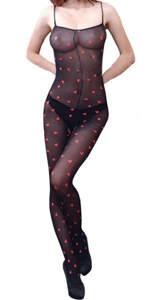 O/S Black Heart Print Bodysuit