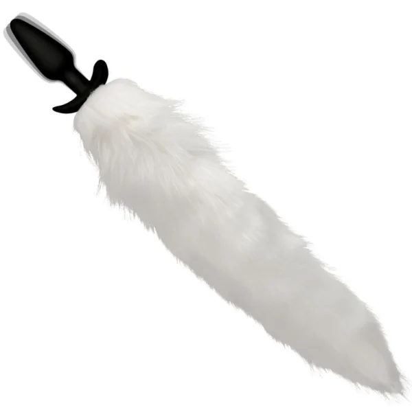 White Fox Tail Vibrating Anal Plug with Remote