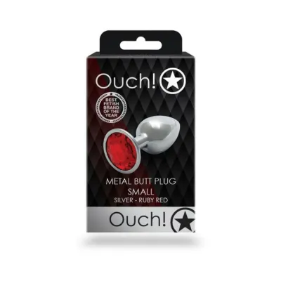Butt Plugs Shots Ouch Round Gem Butt Plug Small Silver ruby Red