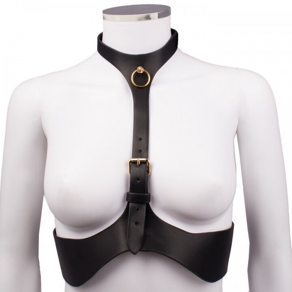 Bondara Luxe Gilded Cage Faux Leather Harness Bra