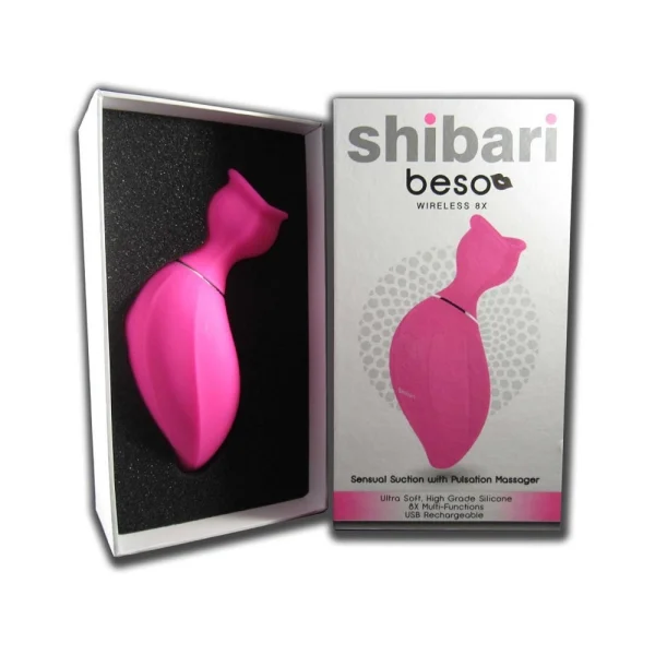 Shibari Beso Sensual Suction Massager 8 Function Silicon Usb Rechargeable Splashproof Pink