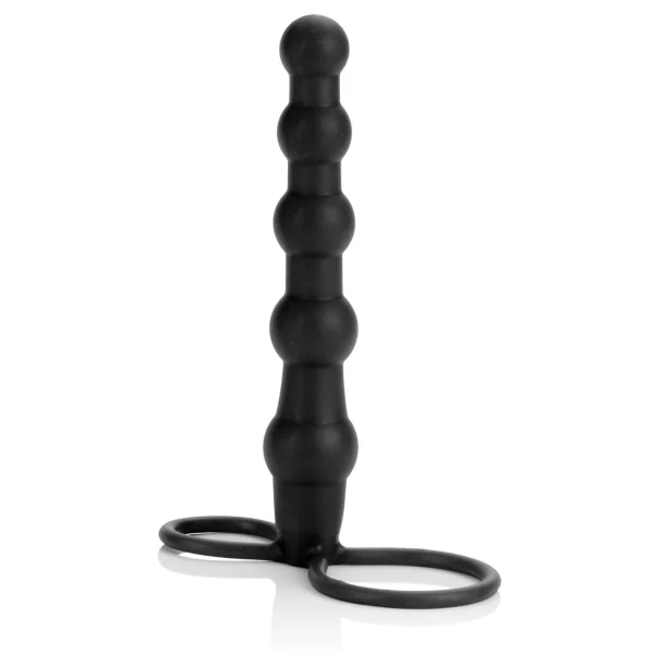 Silicone Love Rider Beaded Dual Penetrator - Black