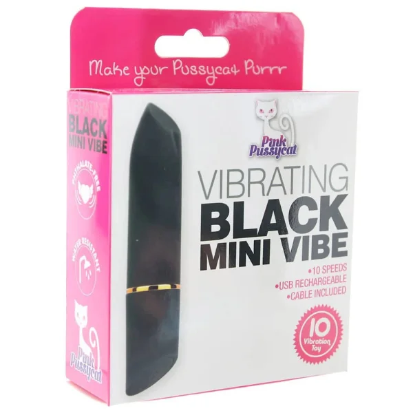 Pink Pussycat Vibrating Mini Vibe Black