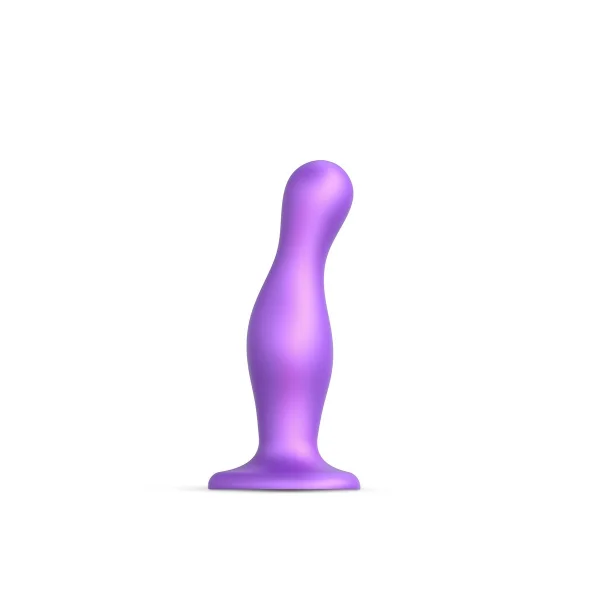 Strap-on-Me Hybrid Collection Curvy Silicone Suction Cup Dildo - L Metallic Purple